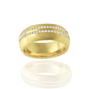 Aliança Individual Trabalhada 8mm com Diamantes Ouro 18k 750 Peso Médio 11g - AT29