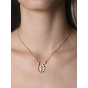 Gargantilha Medalha N. Sª das Graças com Diamantes Ouro 18k 750