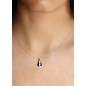Pingente Senhora Aparecida com Safira e Diamante Ouro 18k 750