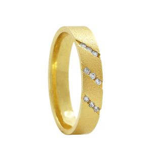 Aliança Individual Trabalhada 4mm com Diamantes Ouro 18k 750 Peso Médio 4g - ART3