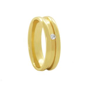 Aliança Individual Trabalhada 6mm com Diamante Ouro 18k 750 Peso Médio 7g - AT17