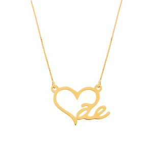 Gargantilha Coração Mãe Ouro 18k 750