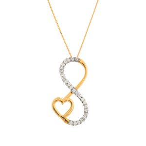 Gargantilha Infinito Zircônias Coração Ouro 18k 750