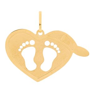 Pingente Coração Pezinho e Boné Ouro 18k 750