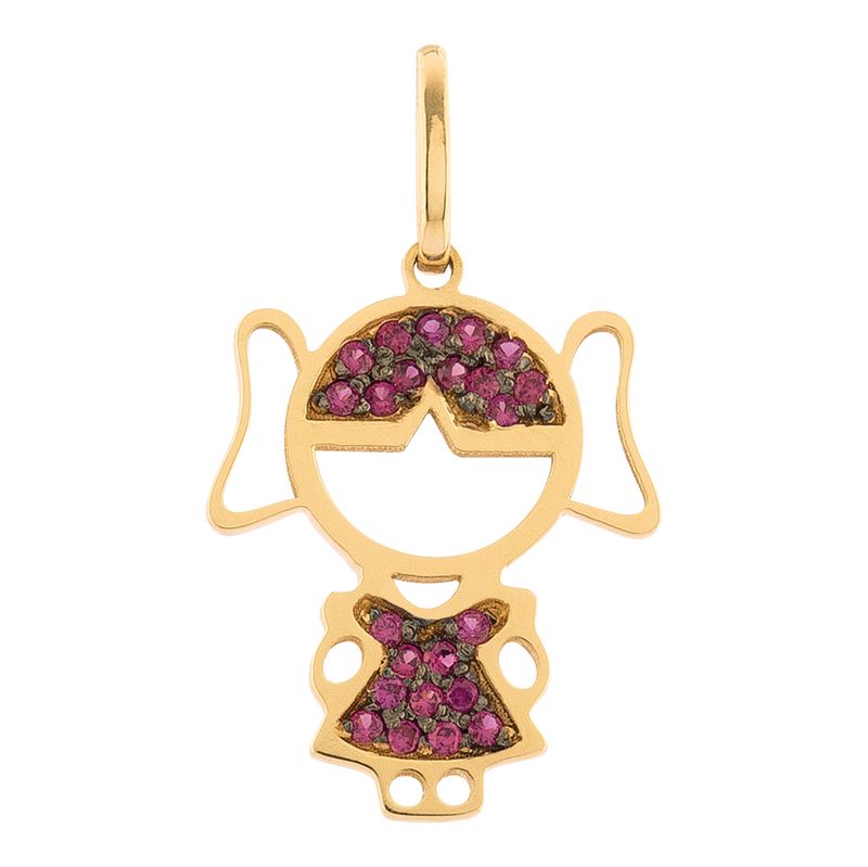 pingente-menina-ouro-18k-750-e-rubi-sintetico