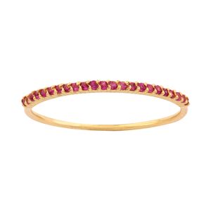 Meia Aliança Ouro 18k 750 com Rubis Sintéticos