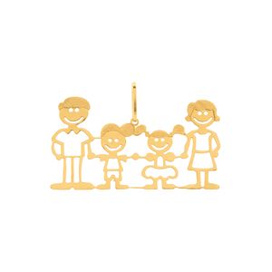 Pingente Família Fosco e Liso Ouro 18k 750