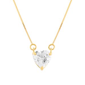 Gargantilha Coração Ouro 18k 750 com Zircônia