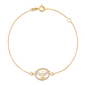 Pulseira Espírito Santo Ouro 18k 750 Bicolor