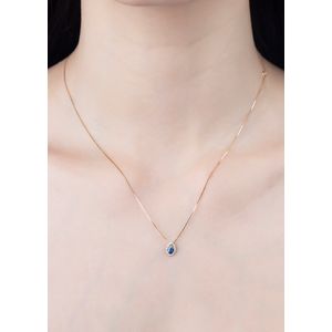 Gargantilha Gota Safira Sintética Ouro 18k 750