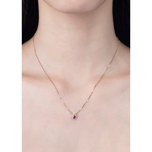 Gargantilha Gota Ouro 18k 750 com  Rubi Sintético e Zircônia