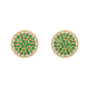Brinco Chuveiro Ouro 18k 750 Esmeraldas e Diamantes