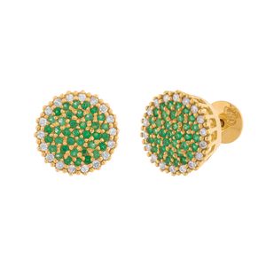 Brinco Chuveiro Ouro 18k 750 Esmeraldas e Diamantes