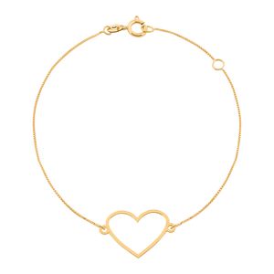 Pulseira Ouro 18k 750 Coração Vazado