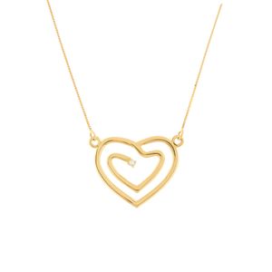 Gargantilha Coração Vazado Ouro 18k 750