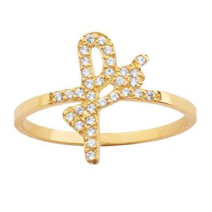 Anel Fé com Zircônias Ouro 18k 750