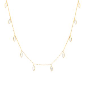 Gargantilha Choker Gotas Zircônias Ouro 18k 750