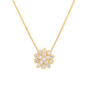 Gargantilha Chuveiro Ouro 18k 750 Zircônias