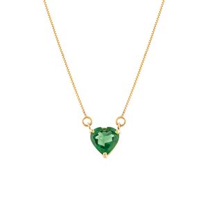 Gargantilha Coração Zircônia Verde Ouro 18k 750