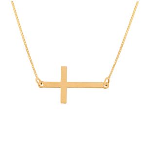 Gargantilha Cruz Deitada Ouro 18k 750
