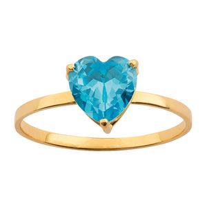 Anel Coração Azul Ouro 18k 750