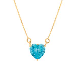 Gargantilha Coração Azul Ouro 18k 750