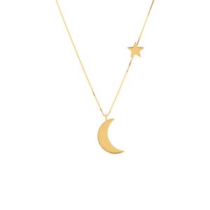 Gargantilha Lua e Estrela Ouro 18k 750