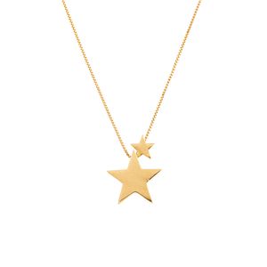 Gargantilha Duas Estrelas Ouro 18k 750