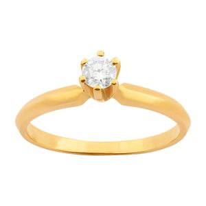 Anel Solitário Diamante 0,19ct Ouro 18k 750