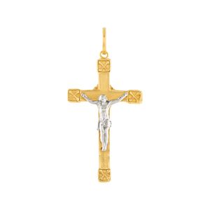 Pingente Cruz Bicolor Ouro 18k 750