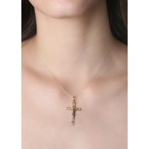 Pingente Cruz Bicolor Ouro 18k 750