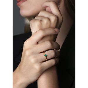 Anel Solitário Crisoprásio Ouro 18k 750