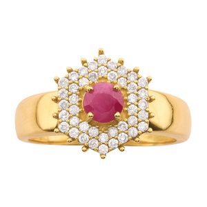 Anel Formatura Rubi e Diamantes Ouro 18k 750