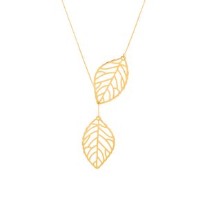 Gargantilha Gravata Duas Folhas Ouro 18k 750