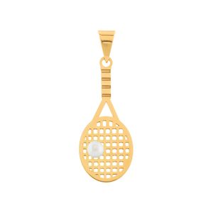 Pingente Raquete e Pérola Ouro 18k 750