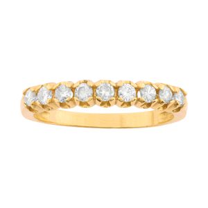 Meia Aliança com Diamantes Ouro 18k 750