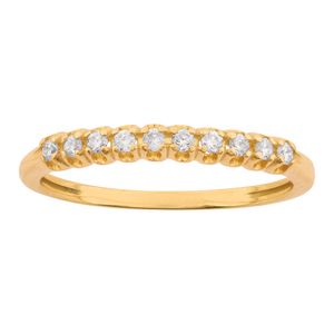 Meia Aliança 10 Diamantes Ouro 18k 750
