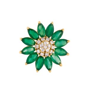 Pingente Flor de Diamantes e Crisoprásios Ouro 18k 750