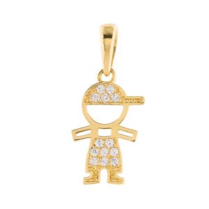 Pingente Menino Boné Zicôrnia Ouro 18k 750