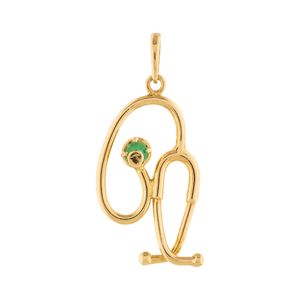 Pingente Medicina Ouro 18k 750 e Esmeralda