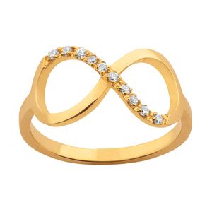 Anel Infinito Vazado com Zircônias Ouro 18k 750