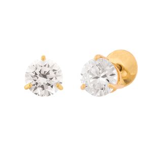 Brinco Zircônia 6mm Ouro 18k 750