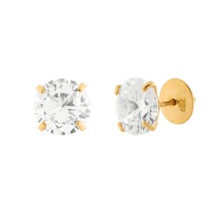 Brinco Cálice Ouro 18k 750 Zircônia 10mm