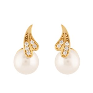 Brinco Ouro 18k 750 com Pérolas e Diamantes