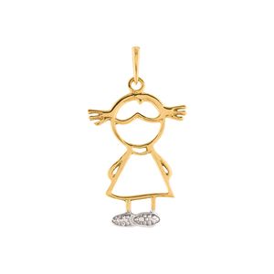 Pingente Ouro 18k 750 Menina Bicolor