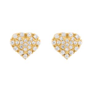 Brinco Coração com Diamantes Ouro 18k 750