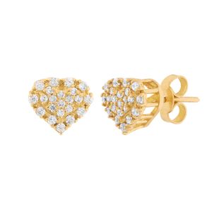 Brinco Coração com Diamantes Ouro 18k 750
