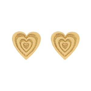 Brinco Coração Fosco e Liso Ouro 18k 750