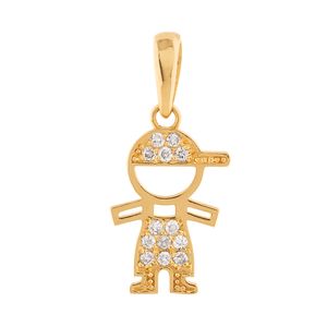 Pingente Ouro 18k 750 Menino com Diamantes