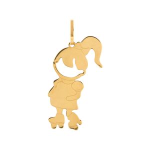 Pingente Menina Cabelo Amarrado Ouro 18k 750